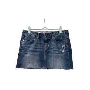 Gap 1969 Denim Mini Skirt Size 27/4 Raw Hem Distressed